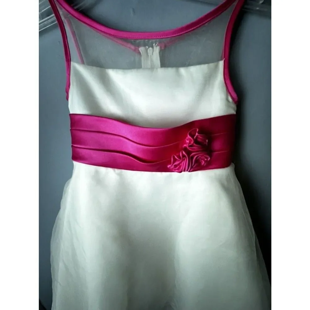 Alfred Angelo Flower Girl Dress, Size 4T?, Ivory Pink Ruffle Back, Floral, party